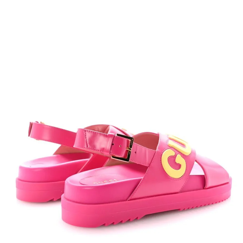 ‼️Authentic Brand NEW‼️Gucci Pink Sandals with Gold Logo